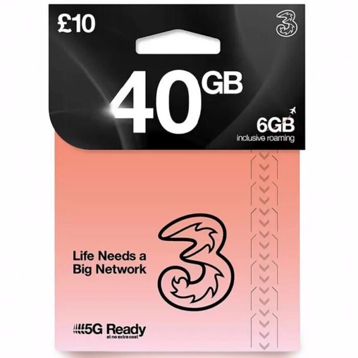 40GB Data + Unlimited UK Mins & Texts 5G Ready & Activated Three Network SIM - Image 3