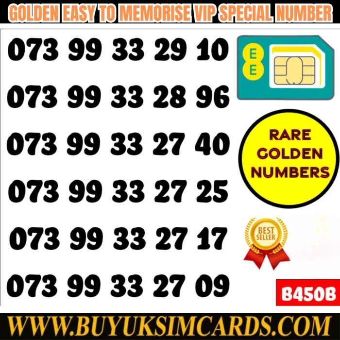 GOLD EASY MOBILE NUMBER MEMORABLE PLATINUM VIP UK PAY AS YOU GO SIM LOT - B450B - Image 2